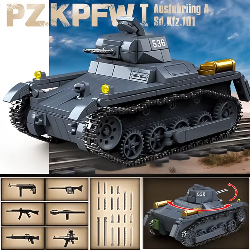 Ww2 Military World War German Tiger I Heavy Tank Building Blocks Bricks Kid Educational Toys for Children Boy Christmas Gifts