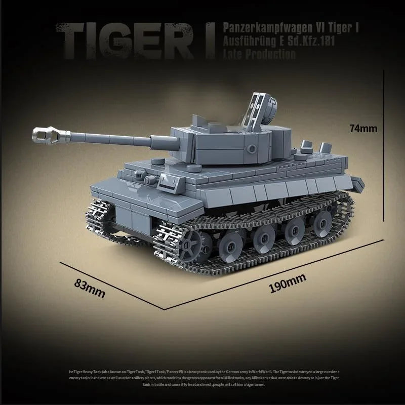 Ww2 Military World War German Tiger I Heavy Tank Building Blocks Bricks Kid Educational Toys for Children Boy Christmas Gifts