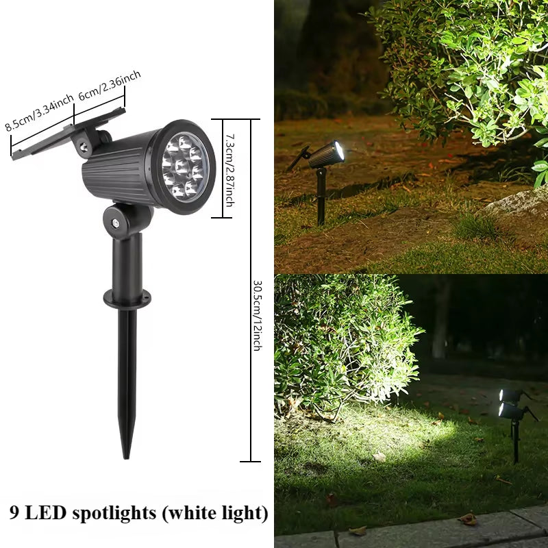 Solar LED Spotlight for Outdoor Garden Landscape Lighting Waterproof Solar Powered Spot Lights for Garden Lawn Yard Walkway