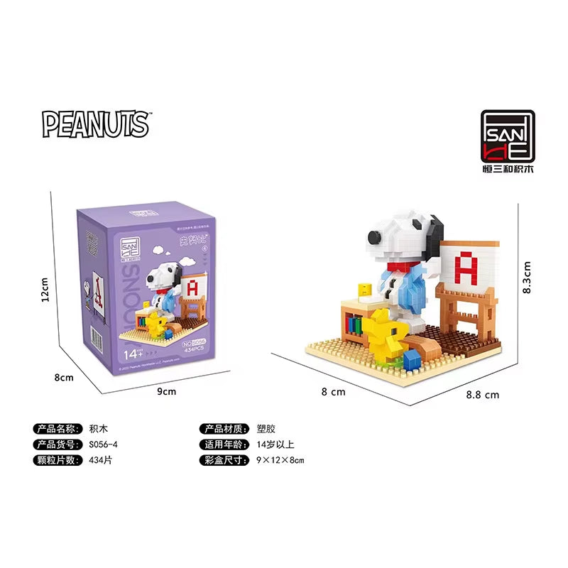 Snoopy Diamond Building Blocks Assembly Street View Model Character Scene Dog Mini Bricks Figure Toys for Christmas Gifts