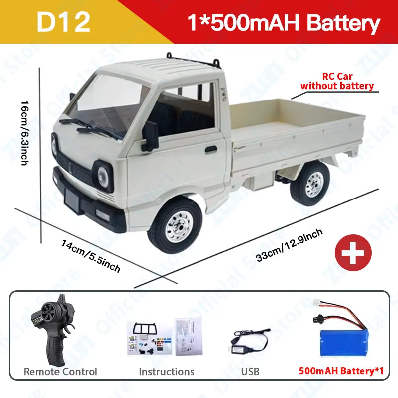 WPL D12 1:10 / 1:16 RC CAR Simulation Drift Climbing Truck LED Light Haul Cargo Remote Control Electric Toys for Children