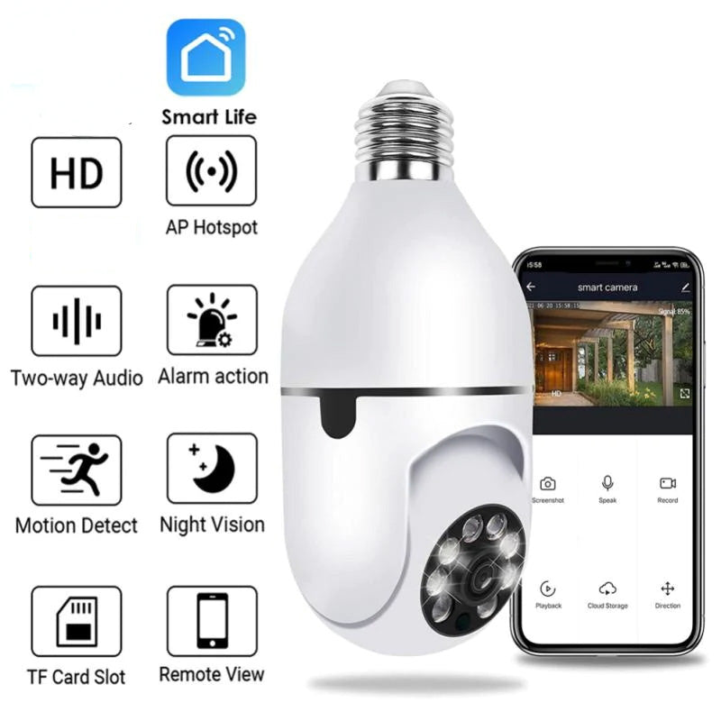 1080P Smart WIFI Wireless Full-color Light Bulb Camera 360° Panoramic E27 110-240V Home High-definition Night View Security Network Monitoring