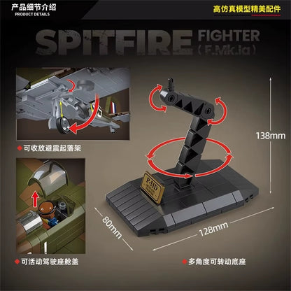 World War 2 WW2 Army Military Soldiers SWAT UK: Spitfire Fighter F MK. La Type Model Building Blocks Bricks Children'S Toys Gift