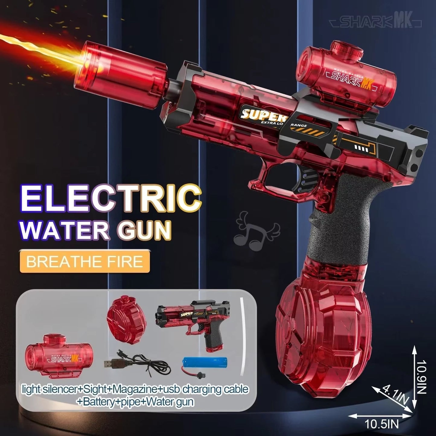 Simulated Firing and Recoil Electric Water Gun Toys Children Automatic Sensor Lights Water Pistol Summer Outdoor Beach Kids Toy