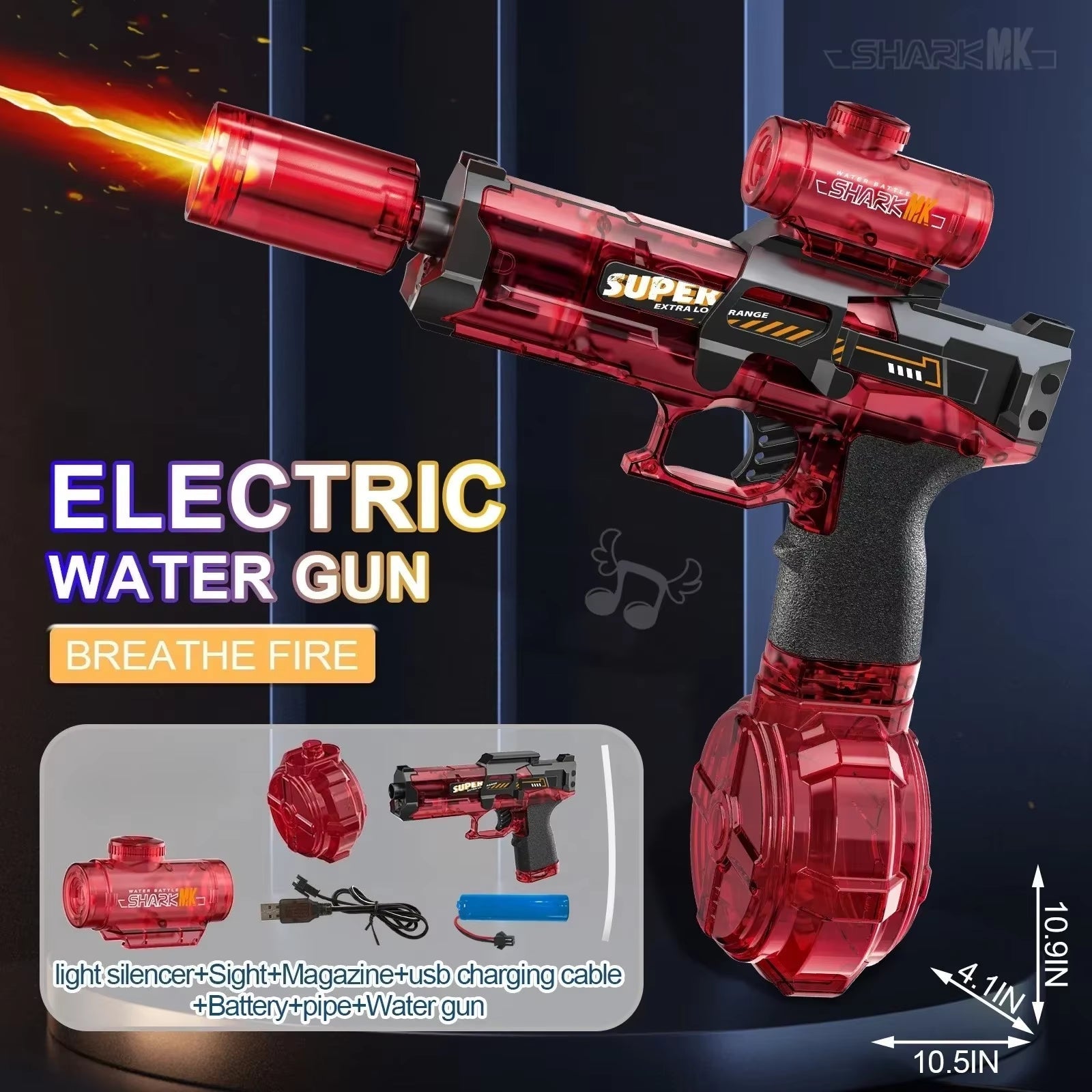 Simulated Firing and Recoil Electric Water Gun Toys Children Automatic Sensor Lights Water Pistol Summer Outdoor Beach Kids Toy