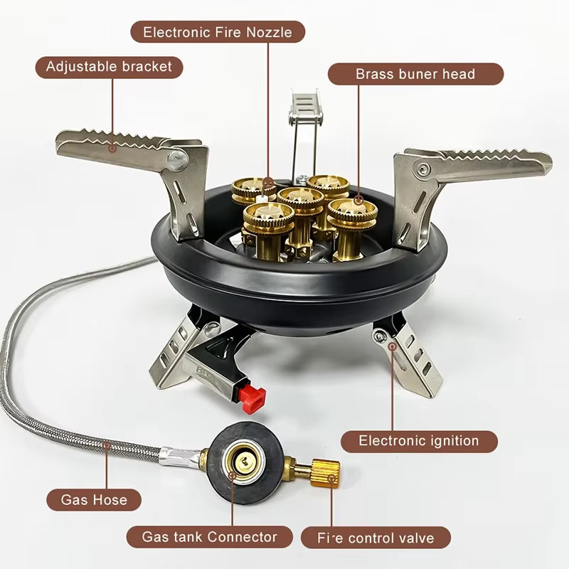 '-201A Portable Camping Gas Stove 16000W High Pressured Propane Butane Gas Burner Outdoor Emergency Stove with Piezo Ignition