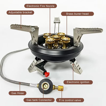 '-201A Portable Camping Gas Stove 16000W High Pressured Propane Butane Gas Burner Outdoor Emergency Stove with Piezo Ignition