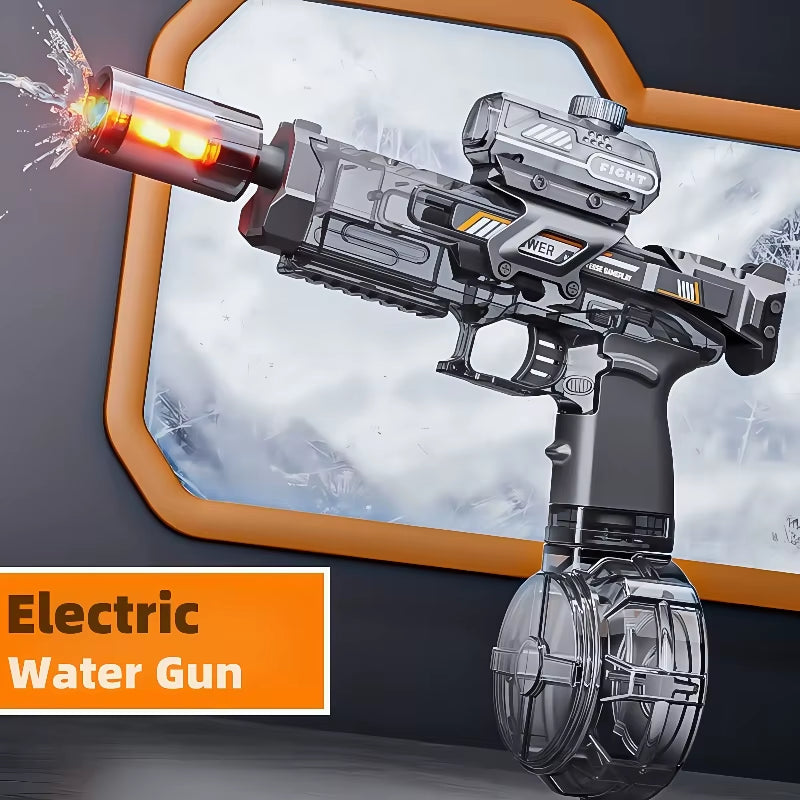 Electric Water Gun with Light Sprays Flame Effect Continuously High-Pressure High-Speed Powerful Outdoor Water Gun Xmas Toys USB
