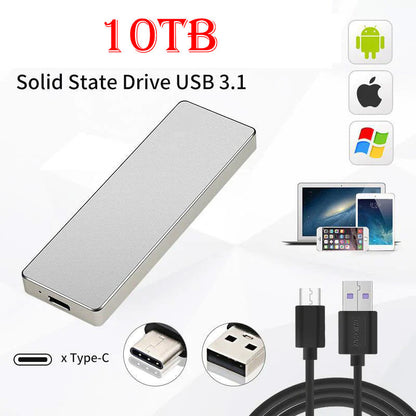 New Alloy Mini Slim SSD Hard Drive High Speed Mobile Solid State Drive 2TB 8TB 16TB Large Capacity Hard Disk External USB 3.1