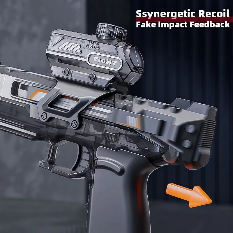 Electric Water Gun with Light Sprays Flame Effect Continuously High-Pressure High-Speed Powerful Outdoor Water Gun Xmas Toys USB