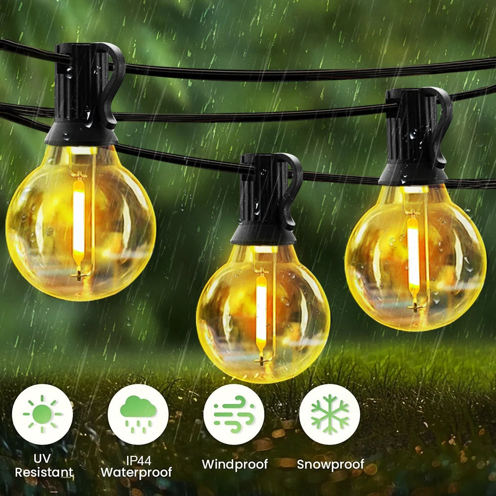 Solar G40 Outdoor String Lights with Remote Controls LED Shatterproof Globe Bulb IP65 Waterproof Patio Light for Garden Decor