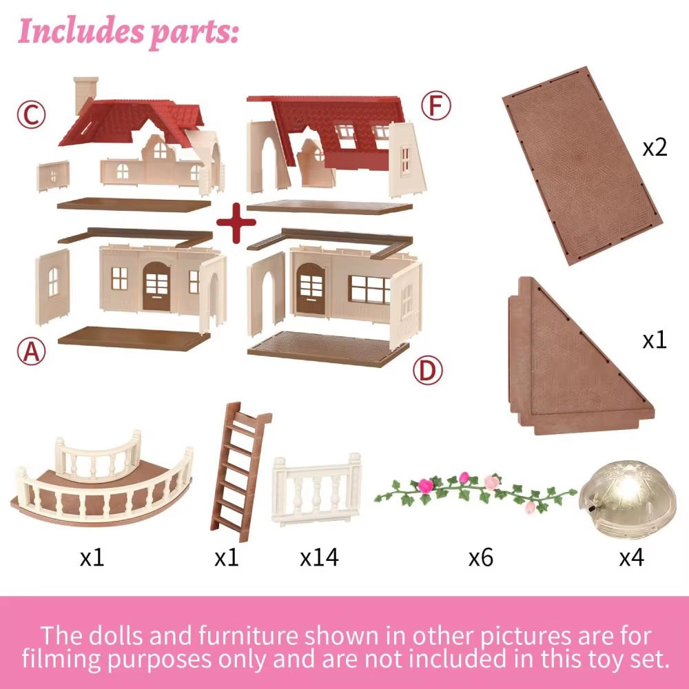 1/12 Dollhouse Furniture Family House Villa Simulate Forest Rabbit Animal Family Miniature Scene Toy Display Furniture Toy Gift