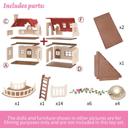 1/12 Dollhouse Furniture Family House Villa Simulate Forest Rabbit Animal Family Miniature Scene Toy Display Furniture Toy Gift