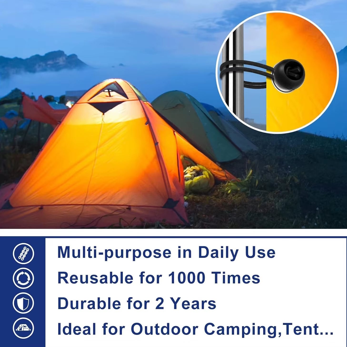 YANBIGUO 50-Pcs Bungee Balls,Black Cord for Canopy Tarp, UV Resistant,With Elastic String Canopy, Straps, Tent, Poles & Wires