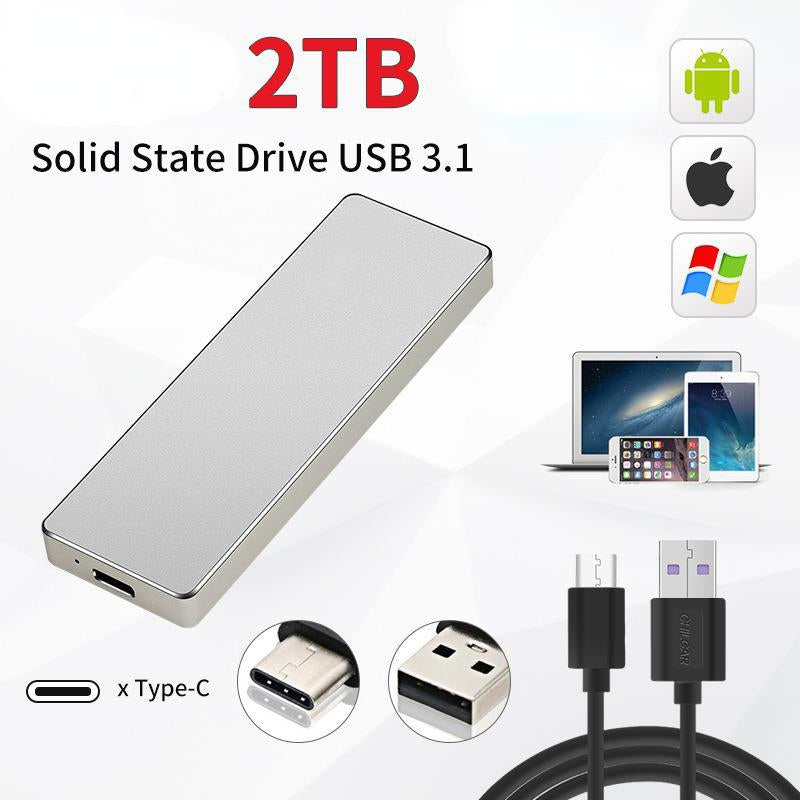 New Alloy Mini Slim SSD Hard Drive High Speed Mobile Solid State Drive 2TB 8TB 16TB Large Capacity Hard Disk External USB 3.1