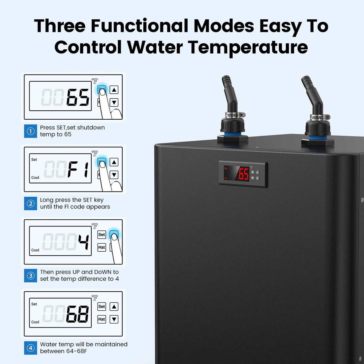 1/2 HP Aquarium Water Chiller 132 Gallon Fish Tank Ice Bath Chiller for Cold Plunge Hydroponics Fish Tank Temperature Control