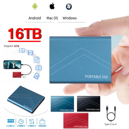 SSD External Hard Drive 16TB  30TB 2TB Storage Device Hard Drive Type-C USB 3.1 Mobile Hard Drives For Laptop Microcomputer Desktop