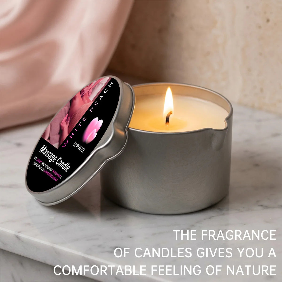 Massage Oil Candle Jasmine 2oz Aromatherapy Candles with Soy Wax Moisturizing - Christmas Home Decoration Candle Holders Gift