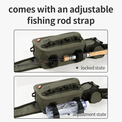 LINNHUE Fishing Tackle Waterproof Bag Outdoor Waist Fanny Pack Capacity Crossbody Bag Fishing Lures Line Box Storage Accessories