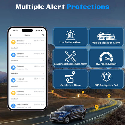4G LTE GPS Tracker for Vehicle, US Seller, Magnetic Hidden Car Locator, Real-Time Tracking, 60 Days Continuous Battery, 10s Updates, SOS Alarm, Geo-Fence Alerts, Service Plan Required