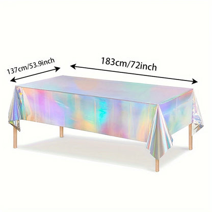 1pc, Laser Rainbow Theme Party Tablecloth,  Disposable Tablecloth Decoration Supplies,  wedding，Birthday supplies, festival gift