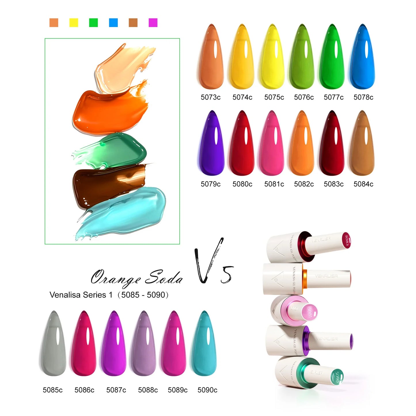 VENALISA 10ml Nail Gel Polish 90Colors HEMA/TPO Free UV LED Soak Off Long Lasting High Gloss Base TopCoat for Salon DIY Manicure