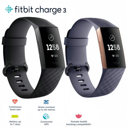 Fitbit Charge 3 Fitness Tracker Smart Watch Heart Rate Monitor Sleep Steps Exercise Waterproof Band for Men Women Health Sports