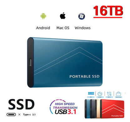 SSD External Hard Drive 16TB  30TB 2TB Storage Device Hard Drive Type-C USB 3.1 Mobile Hard Drives For Laptop Microcomputer Desktop