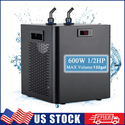 1/2 HP Aquarium Water Chiller 132 Gallon Fish Tank Ice Bath Chiller for Cold Plunge Hydroponics Fish Tank Temperature Control