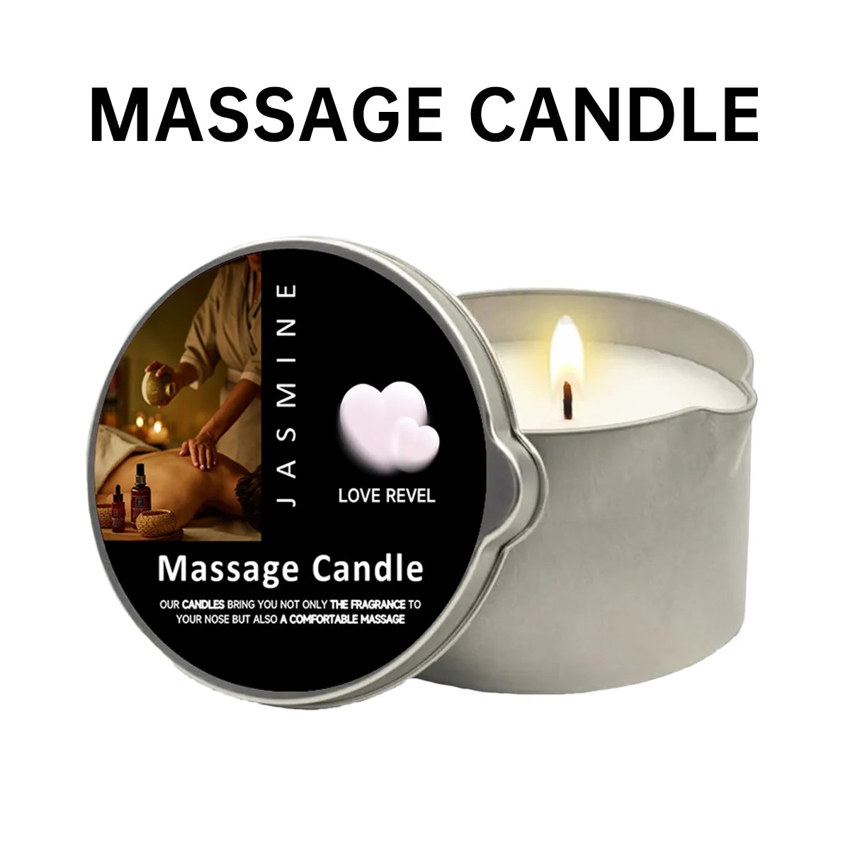 Massage Oil Candle Jasmine 2oz Aromatherapy Candles with Soy Wax Moisturizing - Christmas Home Decoration Candle Holders Gift