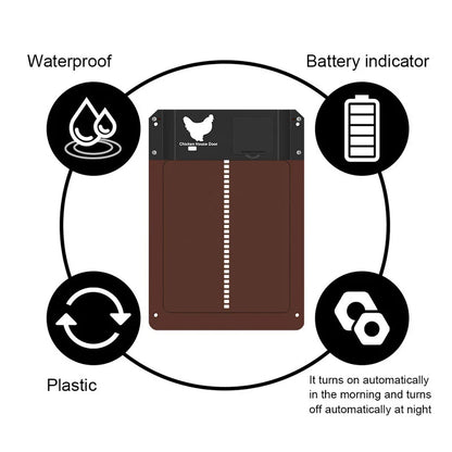 Automatic Chicken Coop Door Chicken House Door Light Sensor Farm Chicken Opener Pets Duck Cage Door Supplies Battery Powered