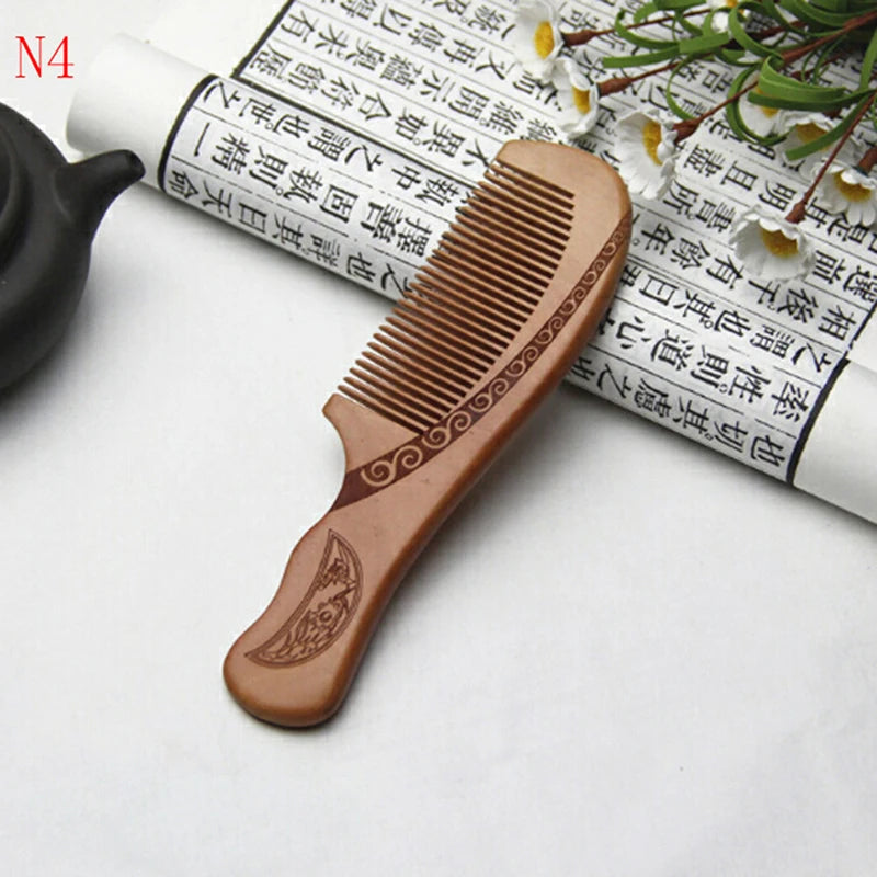 Natural Peach Wood Comb Close Teeth Anti-Static Head Massage Hair HealthTools