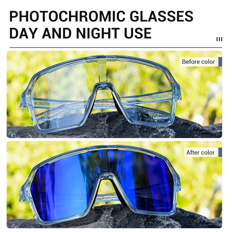 SCVCN New Photochromic Sunglasses MTB Cycling Glasses Outdoor Sports Running Drving Goggles UV400 Protection Bike Eyewear