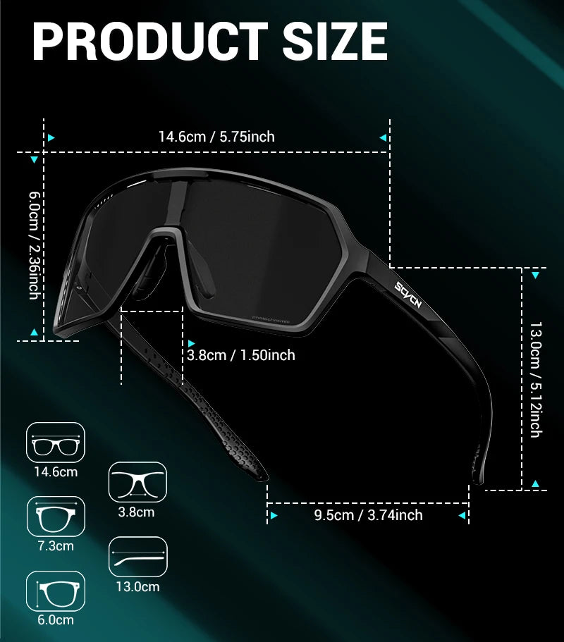 SCVCN New Photochromic Sunglasses MTB Cycling Glasses Outdoor Sports Running Drving Goggles UV400 Protection Bike Eyewear