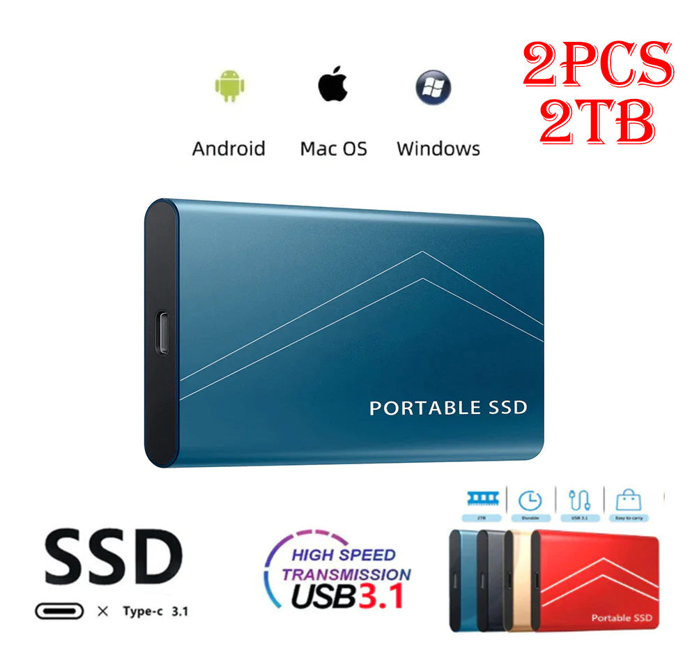 SSD External Hard Drive 16TB  30TB 2TB Storage Device Hard Drive Type-C USB 3.1 Mobile Hard Drives For Laptop Microcomputer Desktop