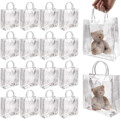 20-Pack Clear Plastic Gift Bags with Handles - Reusable PVC Party Favor Bags for Birthday, Wedding, Christmas, Mother's Day