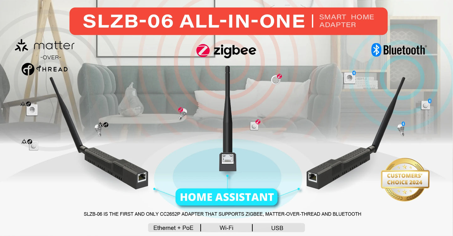 SMLIGHT SLZB-06/M/P7 Zigbee 3.0 to Ethernet,USB,and WiFi gateway coordinator with PoE,works with Zigbee2MQTT,Home Assistant,ZHA