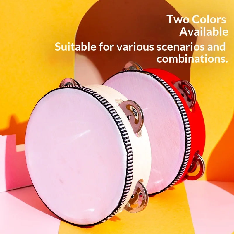 4/6/8inch Hand Held Drum Tambourine Drum Metal Jingles Percussion Musical Instrument For KTV Party Games