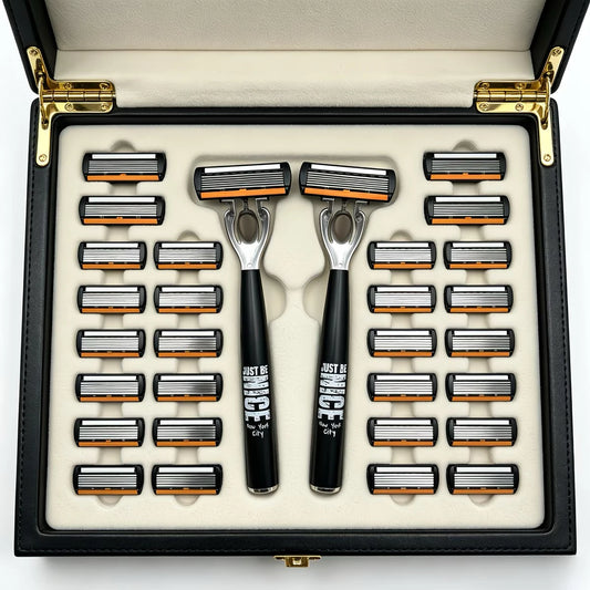 Men's Manual Safety Razor Set, featuring 6-layer stainless steel blades and an aloe vera lubricating strip | perfect as a gift.