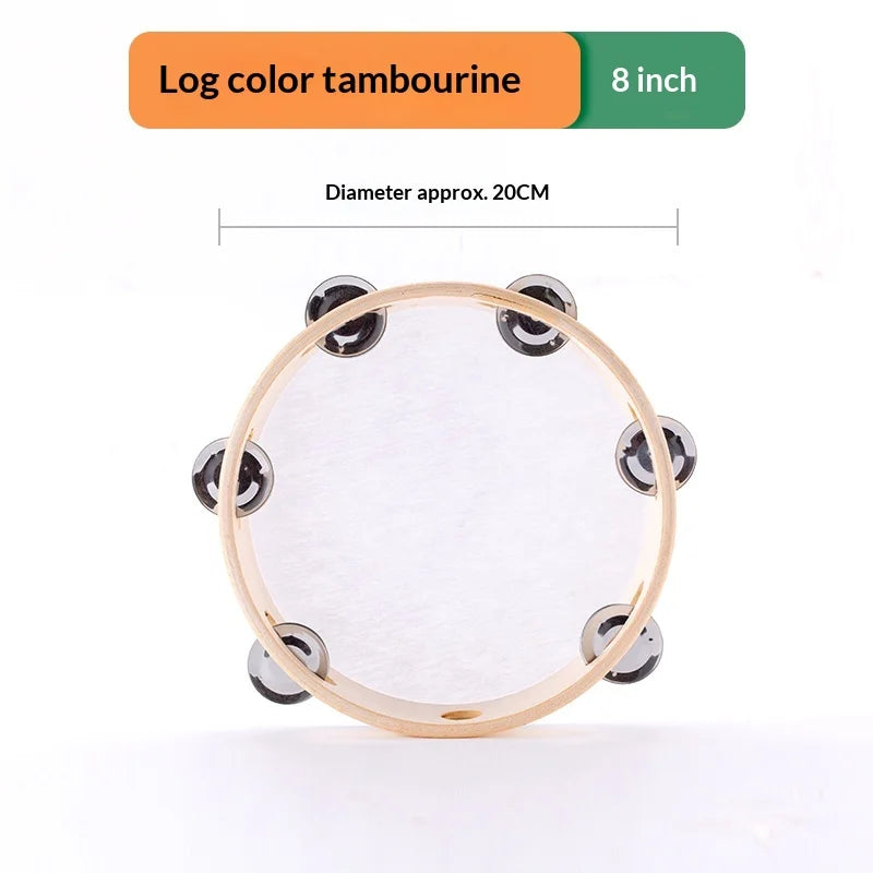 4/6/8inch Hand Held Drum Tambourine Drum Metal Jingles Percussion Musical Instrument For KTV Party Games