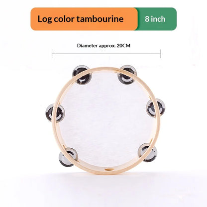 4/6/8inch Hand Held Drum Tambourine Drum Metal Jingles Percussion Musical Instrument For KTV Party Games