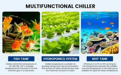 1/2 HP Aquarium Water Chiller 132 Gallon Fish Tank Ice Bath Chiller for Cold Plunge Hydroponics Fish Tank Temperature Control