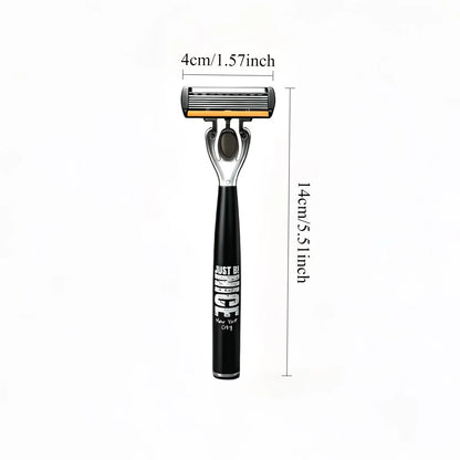 Men's Manual Safety Razor Set, featuring 6-layer stainless steel blades and an aloe vera lubricating strip | perfect as a gift.