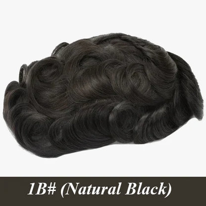 Male Hair Prosthesis 0.12-0.14mm Injection Skin Toupee Man Wigs For Men Wig Men's capillary prothesis 100% Human Hair Men's Wigs