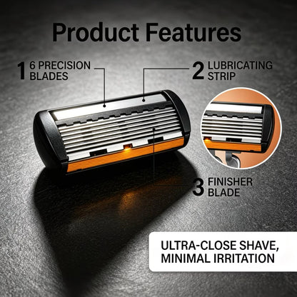 Men's Manual Safety Razor Set, featuring 6-layer stainless steel blades and an aloe vera lubricating strip | perfect as a gift.