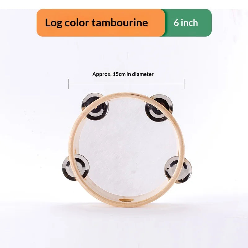 4/6/8inch Hand Held Drum Tambourine Drum Metal Jingles Percussion Musical Instrument For KTV Party Games