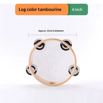 4/6/8inch Hand Held Drum Tambourine Drum Metal Jingles Percussion Musical Instrument For KTV Party Games