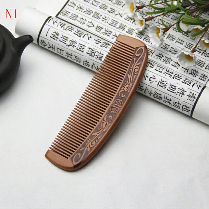 Natural Peach Wood Comb Close Teeth Anti-Static Head Massage Hair HealthTools