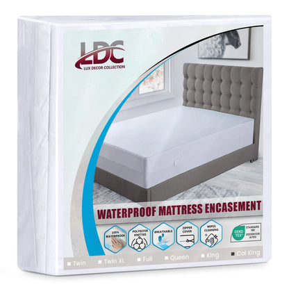 LUX Décor Queen Zippered Mattress Encasement - Bed Bug Proof 100% Waterproof - 14 Inches Deep Mattress Protector - Breathable