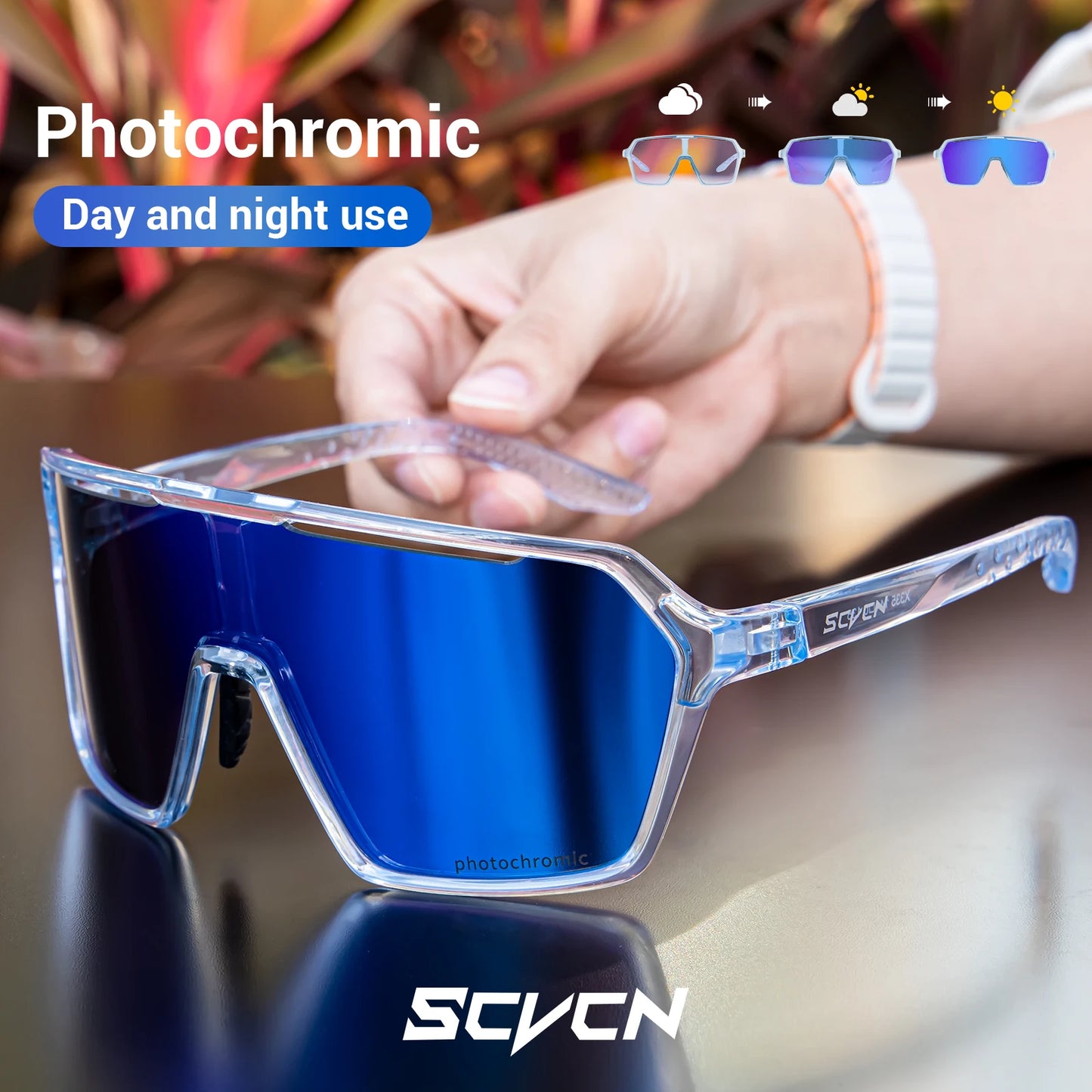 SCVCN New Photochromic Sunglasses MTB Cycling Glasses Outdoor Sports Running Drving Goggles UV400 Protection Bike Eyewear